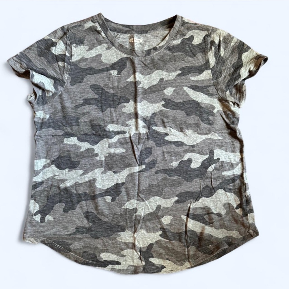 Old Navy Cotton Black and White Camo Short Sleeve Tee